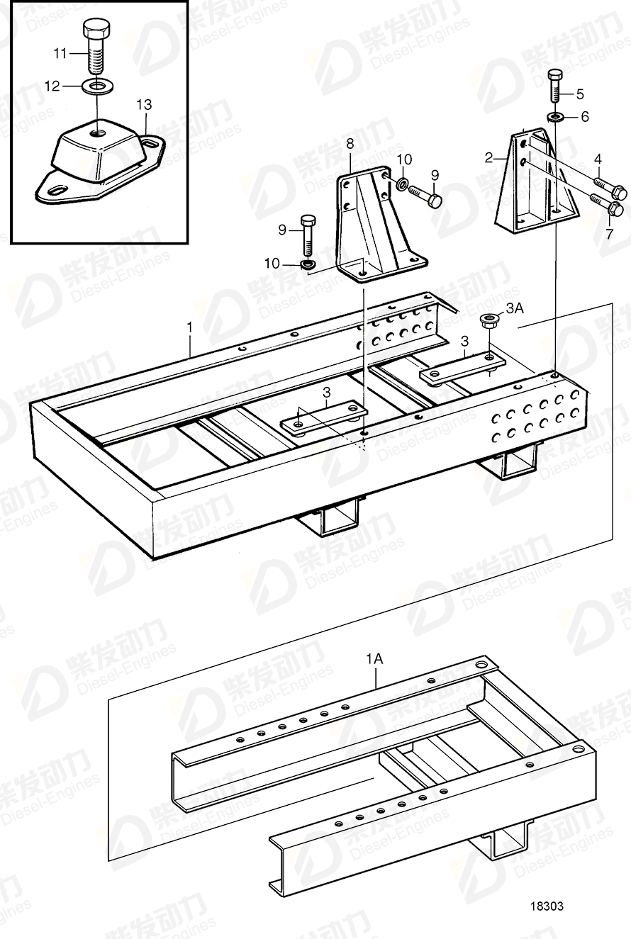 volvo penta Engine bracket, rear 848772 Drawing volvo penta Engine bracket, rear 848772 Drawing